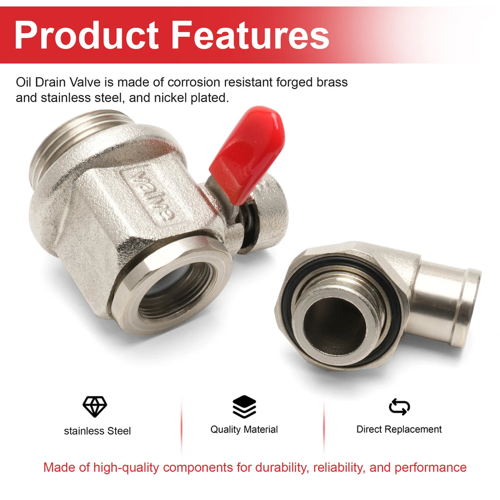 Oil Drain Valve with Removable L-Shape Hose End Combo for