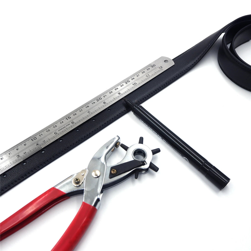 9" Heavy Duty Leather Hole Punch Pliers Tool with 6 Sized Punches