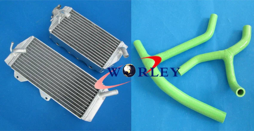 Aluminum Radiator & Green Silicone Hose for Kawasaki KX450F KXF450 (2006-2008)