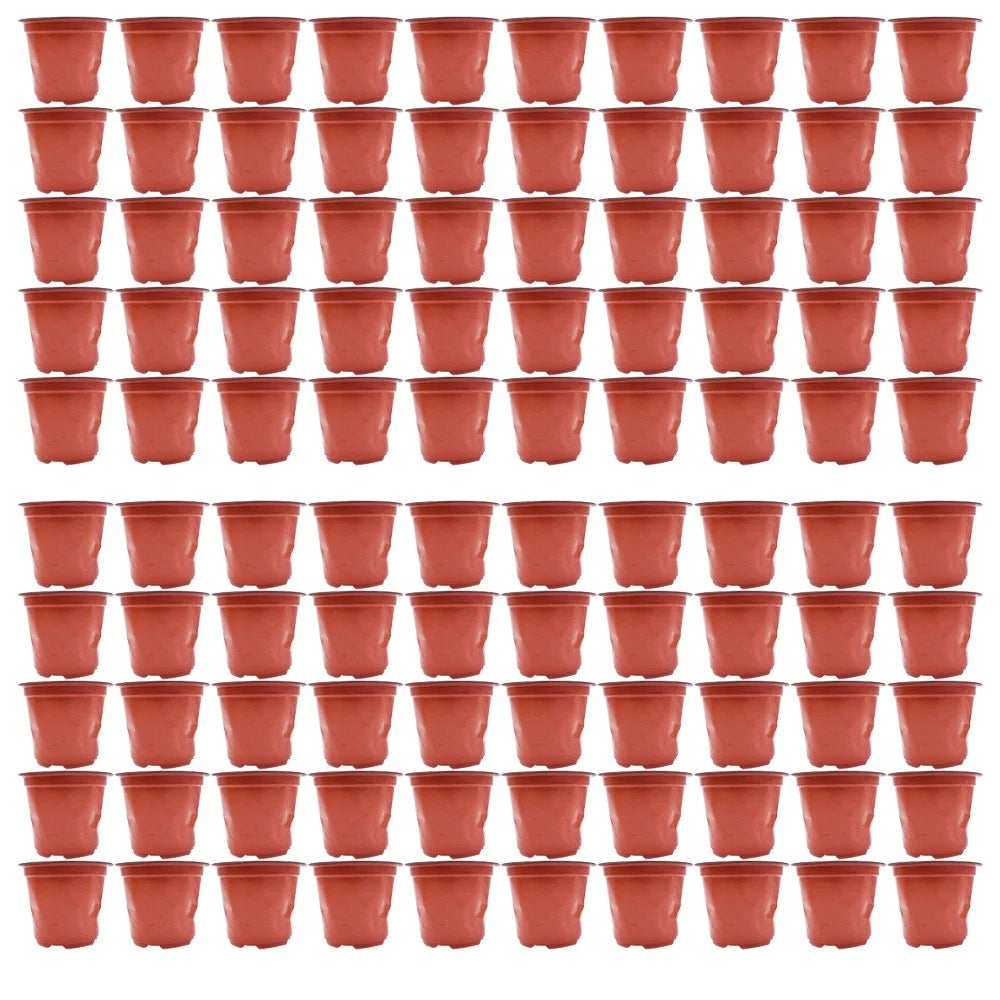 Set of 100 Plastic Plant Pots for Nursery Gardening