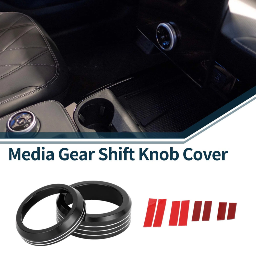 2X Media Volume Gear Shift Switch Knob Cover Ring for Ford Mach-E (2021–2024)