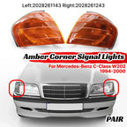 Pair Amber Corner Parking Signal Lights for Mercedes-Benz C-Class W202 (1994–2000)