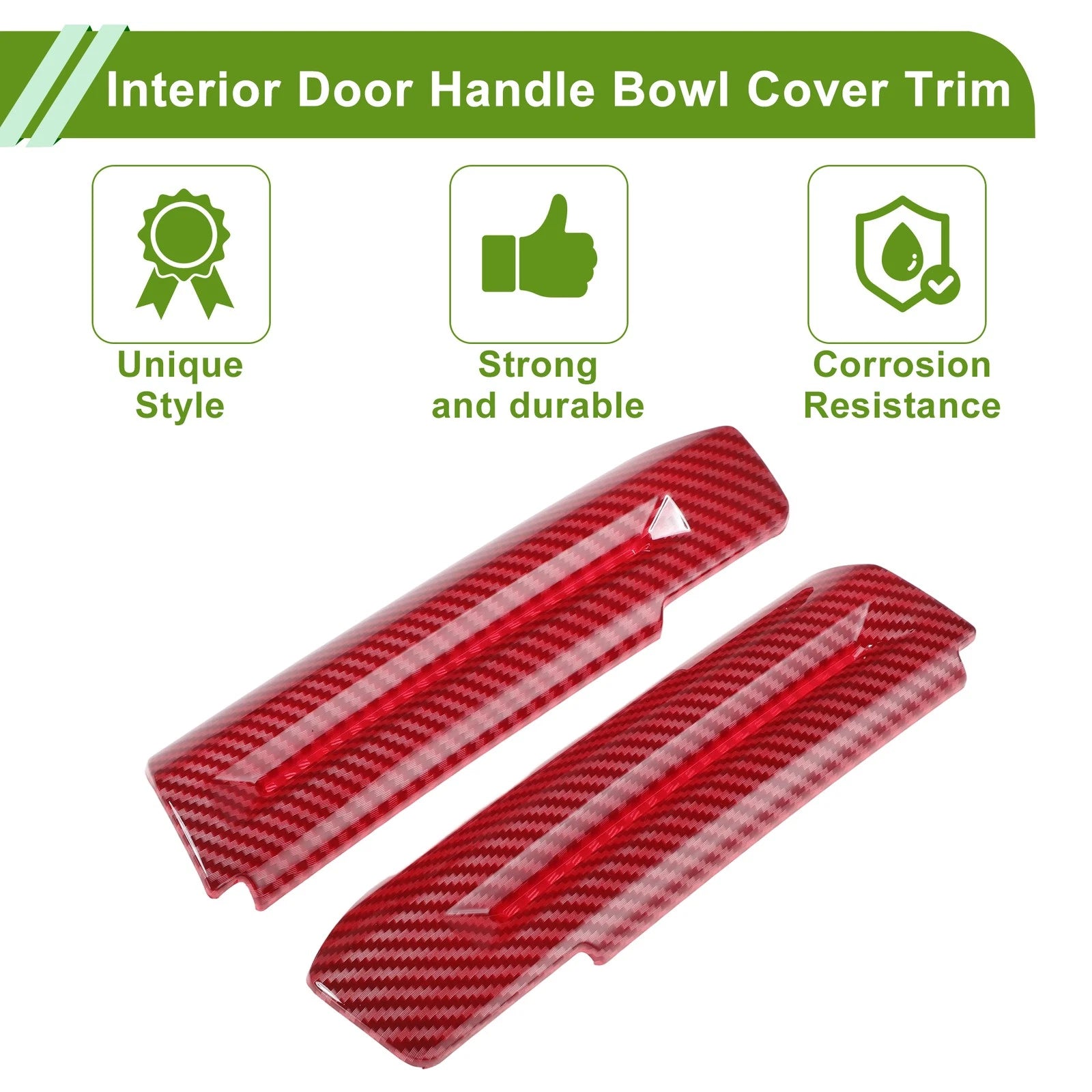 Interior Door Handle Bowl Cover Trim for Ford Mustang (2015–2024) Carbon Fiber Red