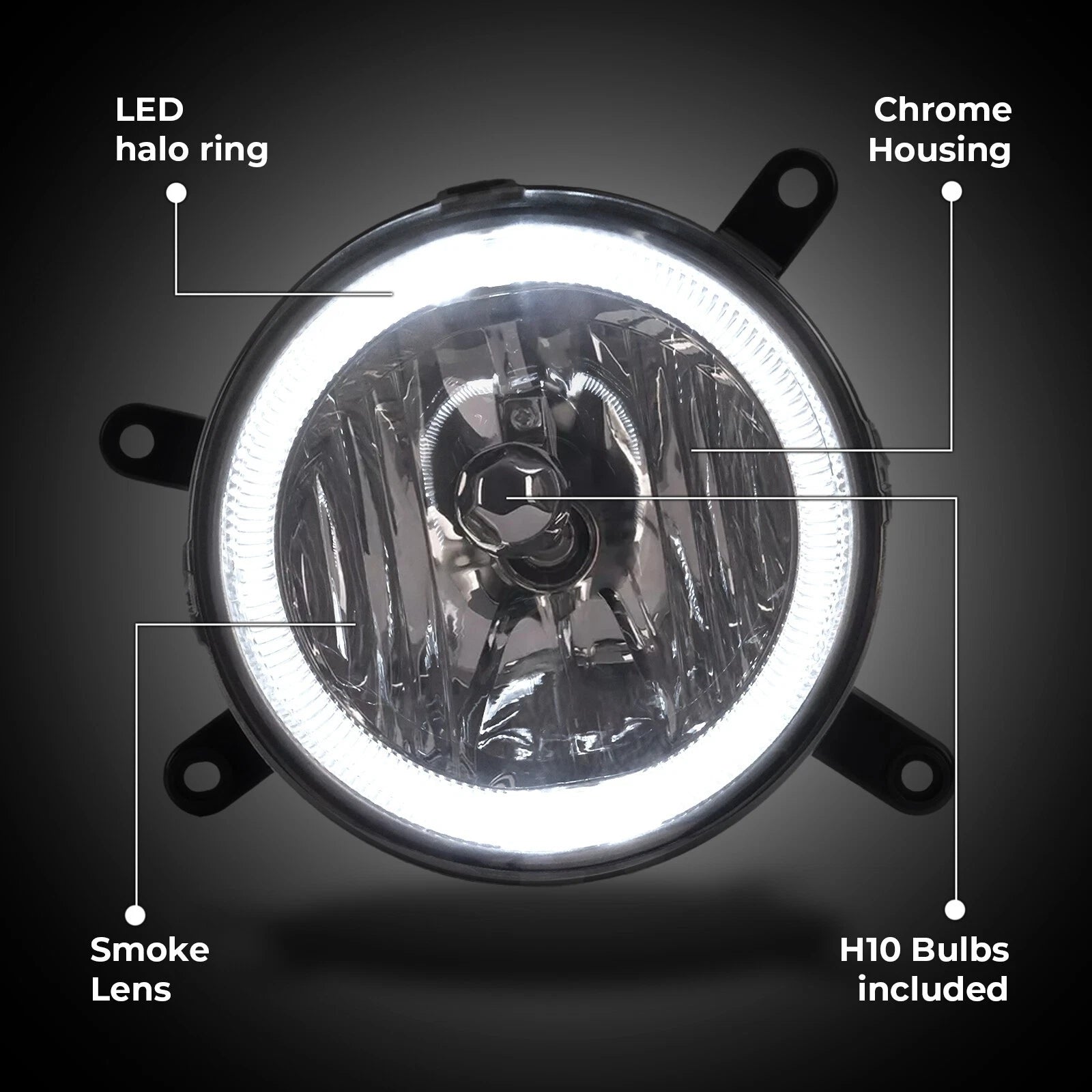 Smoke Lens LED Halo Fog Lights for Ford Mustang GT (2005–2009) RH & LH