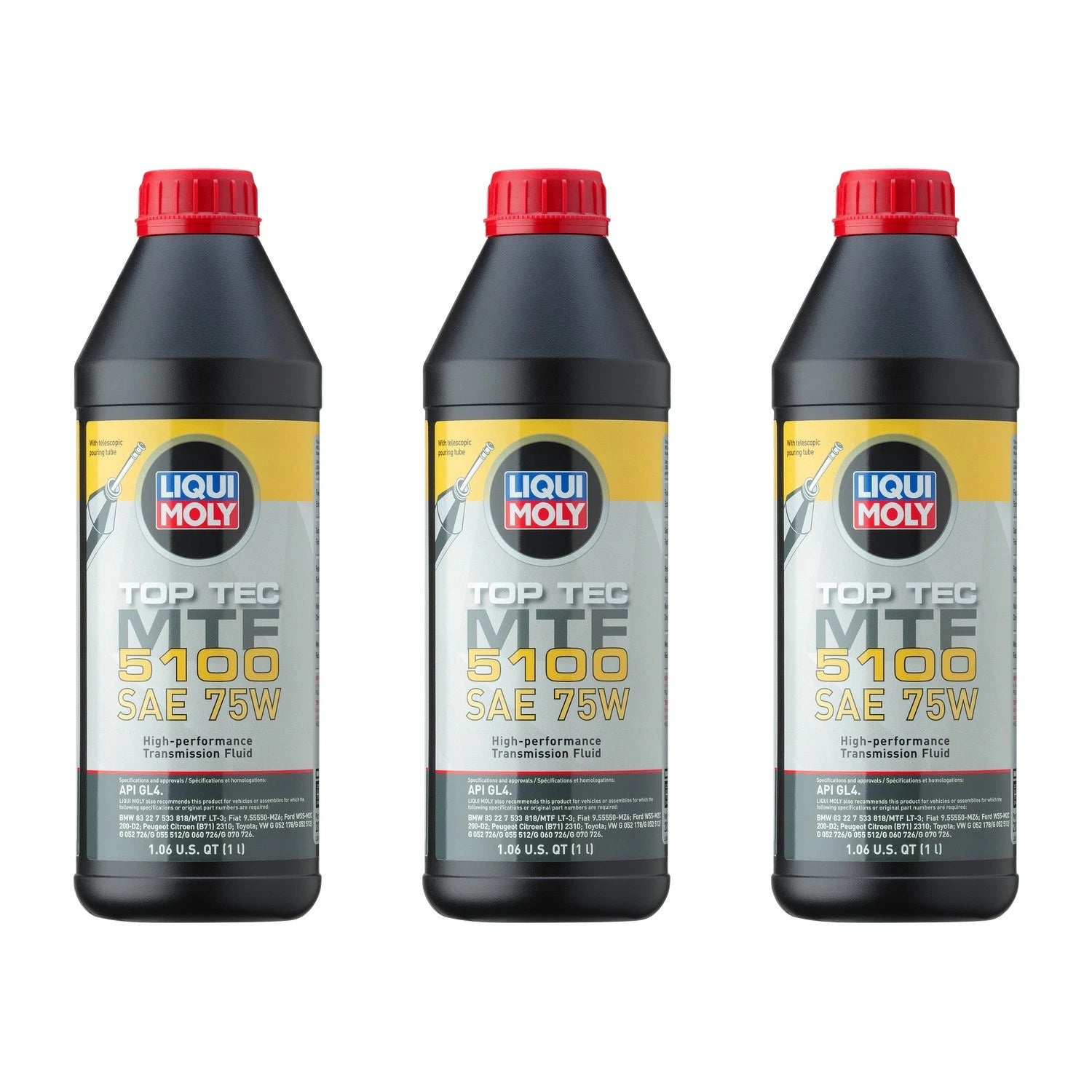 Set of 3 Liqui Moly Top Tec MTF 5100 75W Gear Oil (1L each)