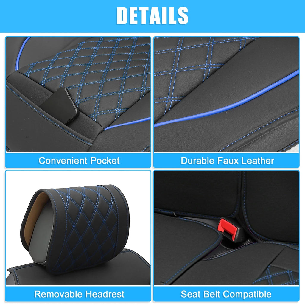 Set of 2 Front Seat Covers for Dodge Ram (2009–2023) Black Blue