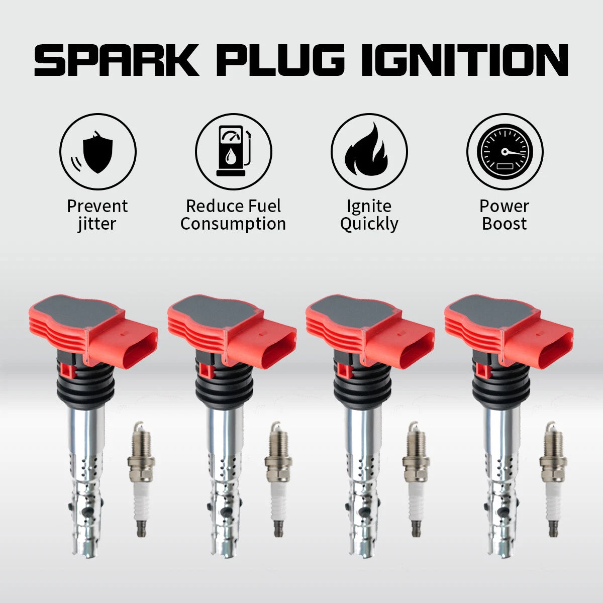 Set of 4 Ignition Coils + 4 Spark Plugs for VW CC Eos Audi A3 A4 A5 TT UF529