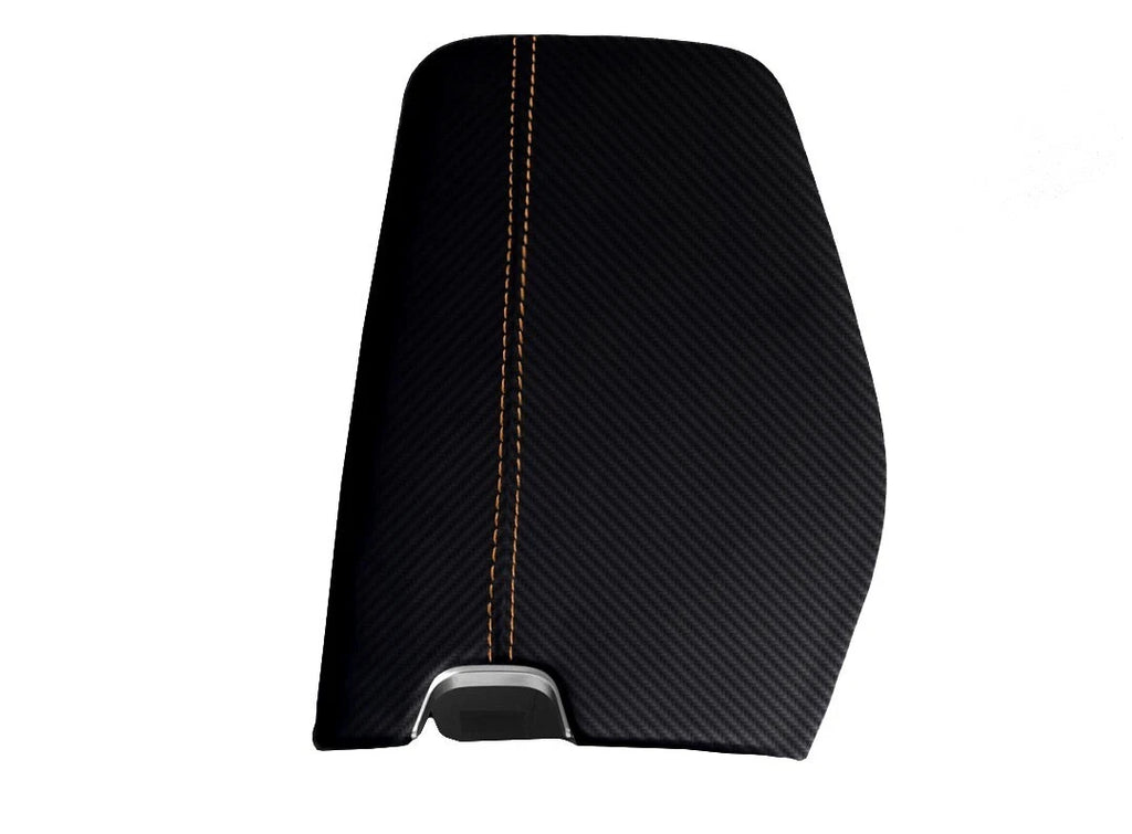 Console Armrest Cover for Toyota Avalon (2019–2020) PVC Carbon Orange Stitch
