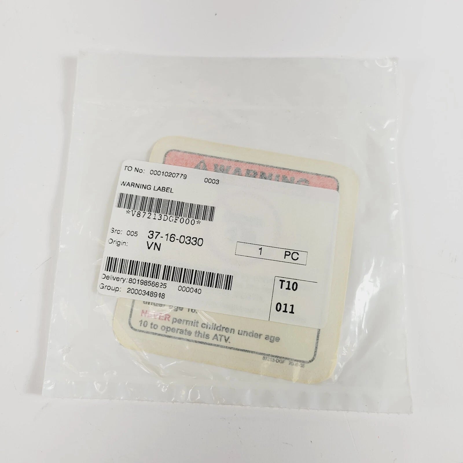 Warning Label for Can-Am DS 90 X (2010) V87213DGF000