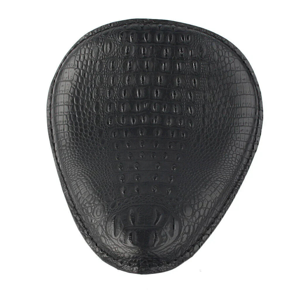 Black Alligator Leather Solo Driver Seat for Harley Bobber Chopper