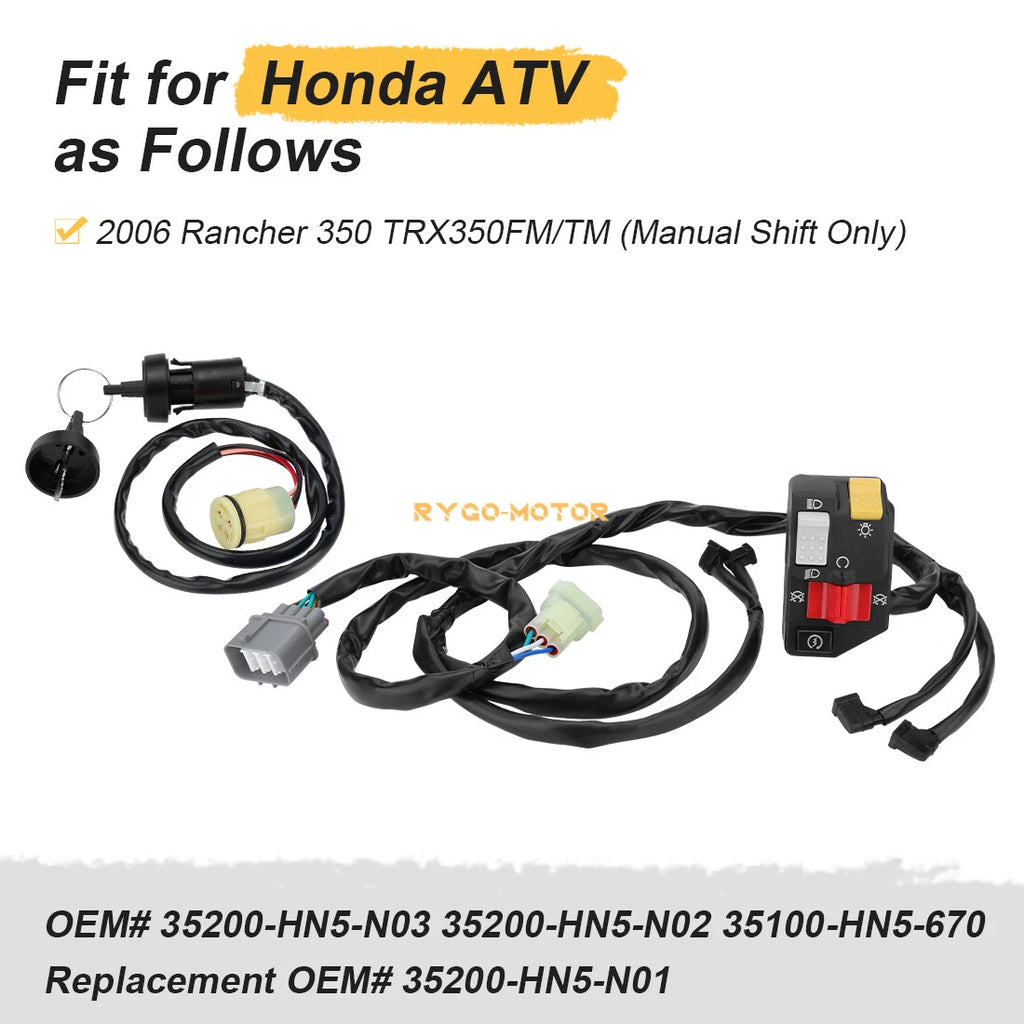 Left Handlebar Kill Switch & Key Switch for Honda Rancher 350 (2006)