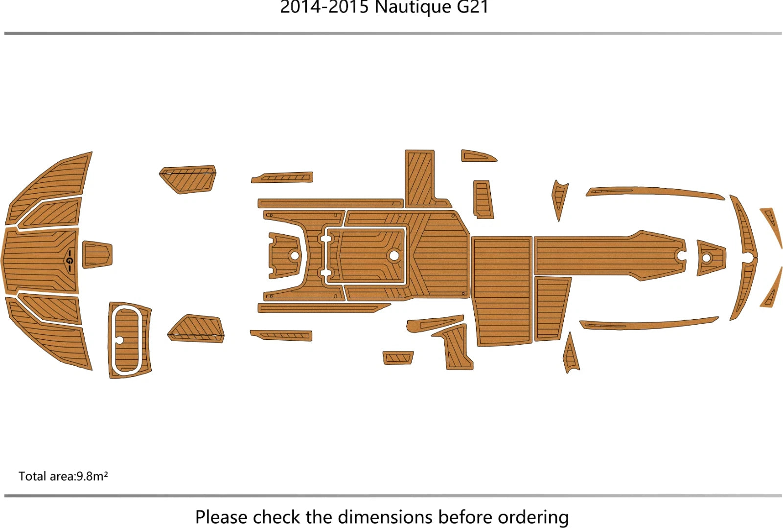 EVA Foam Teak Deck Floor Mat for Nautique G21 (2014–2015)