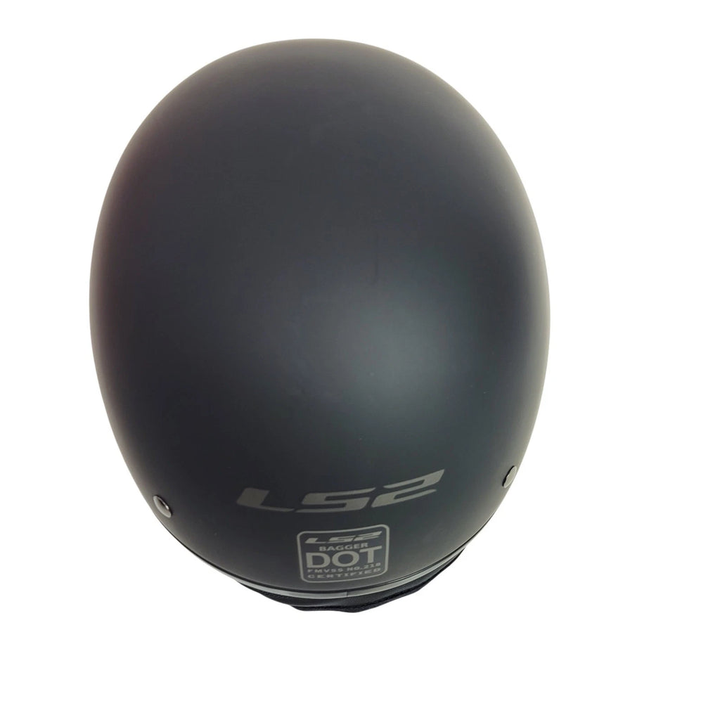 Bagger Half Helmet for LS2 HH568 (Solid Matte Black, Built-in Visor, Size XS)