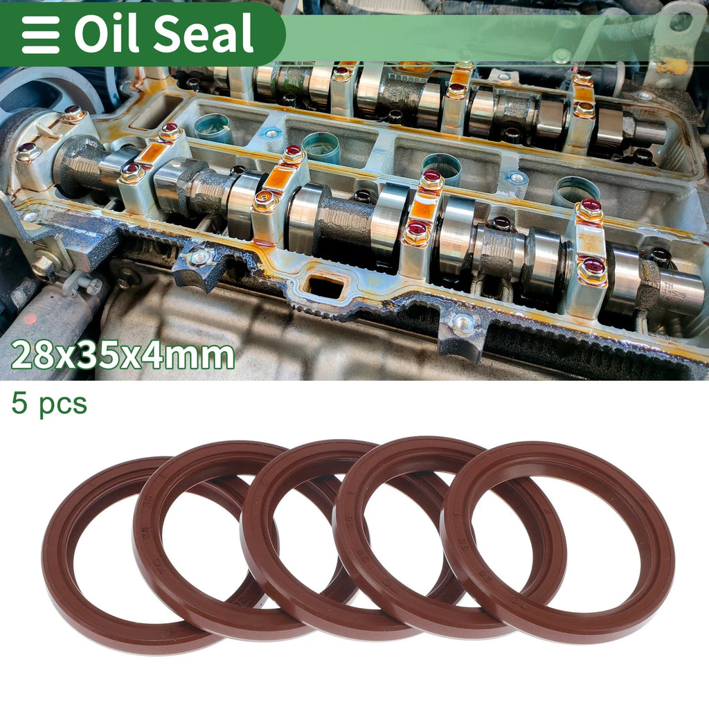 Set of 5 Oil Seal Rotary Shaft Seal FKM Rubber 28x35x4mm