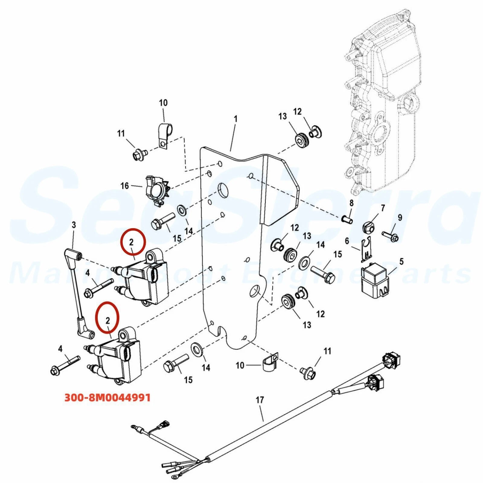Ignition Coil for Mercury F40/50/60 FourStroke Outboard (MCM 4.5L V6) 8M0044991
