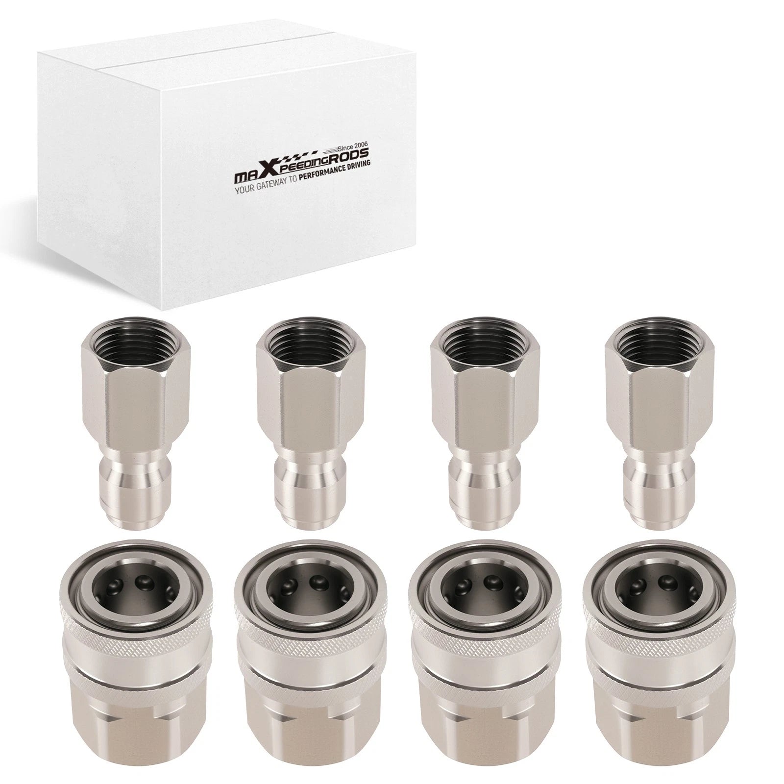 3/8in Quick Connect Stainless Steel Pressure Washer Adapter for 4Sets (—)