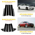 6pc Piano Black Pillar Posts for Dodge Charger (2011–2021)