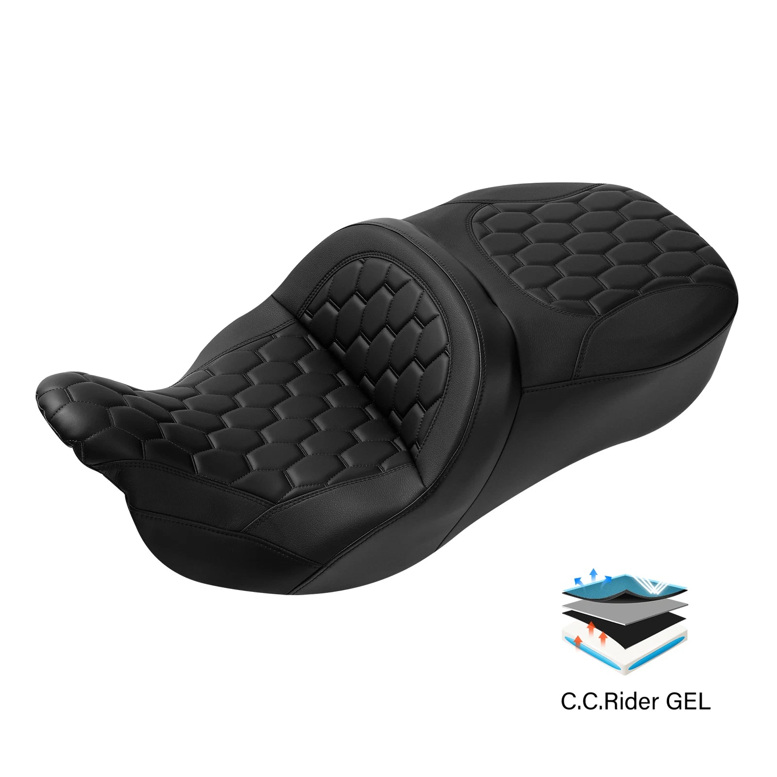 Gel Seat for Harley Road Street Electra Glide (2009–2023) Black