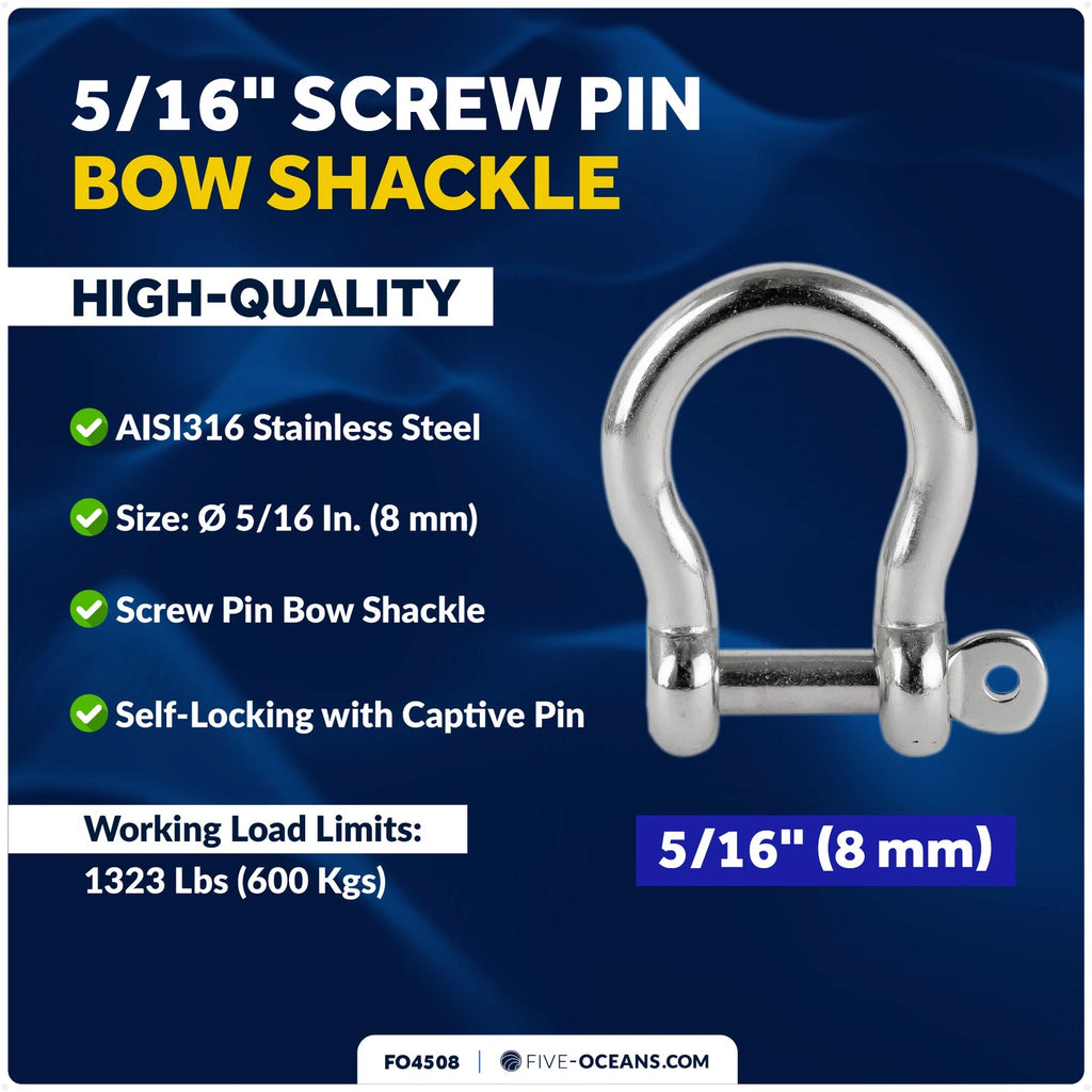Set of 2 Screw Pin Anchor Shackles for Heavy Duty Applications (FO4508)