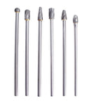 Set of 6 Rotary Aluminum Cut Burrs with 10mm Head and 1/4" Shank