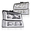Clear Chrome Headlights with LED DRL for Chevy Silverado/Avalanche (2003–2006)