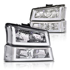 Clear Chrome Headlights with LED DRL for Chevy Silverado/Avalanche (2003–2006)