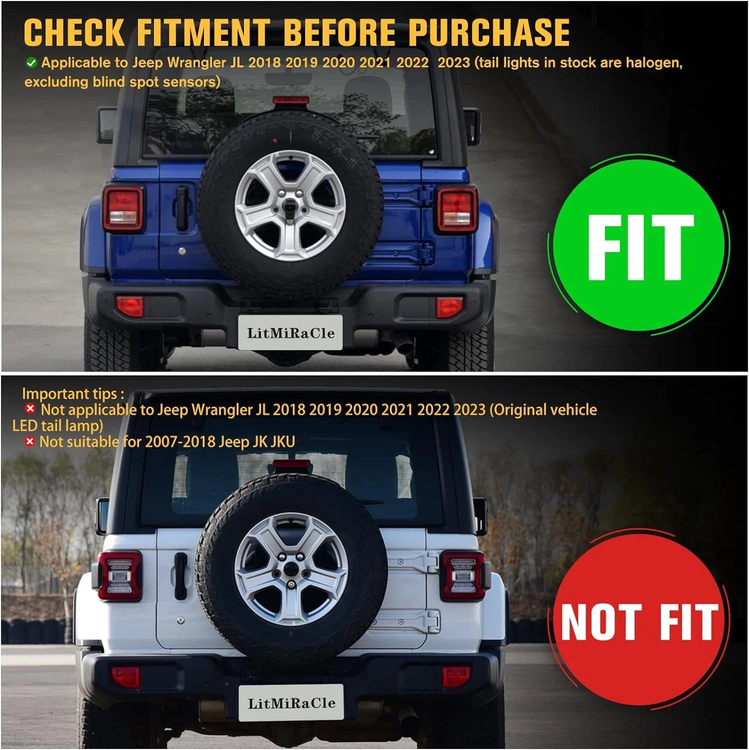 Smoked LED Tail Lights for Jeep Wrangler JL JLU (2018–2024)