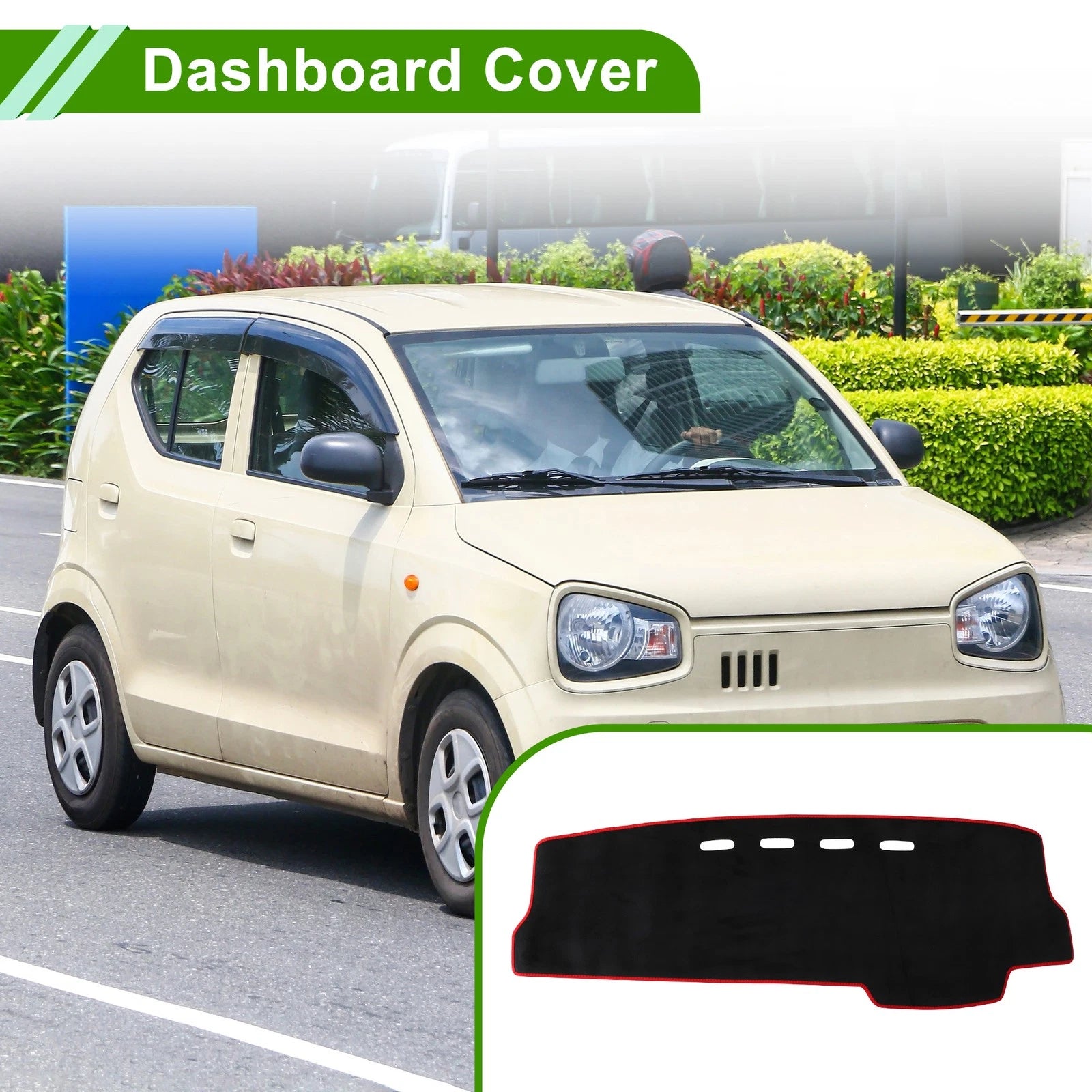 Dashboard Cover for Suzuki Alto (2019–2022) Black Red Trim Flannel 1 Pc