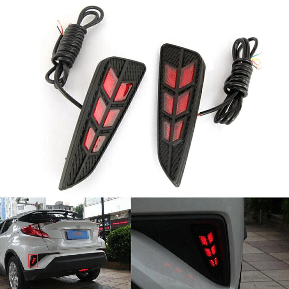 Pair 12V LED Rear Bumper Tail Brake Lights for Toyota CHR (2018)