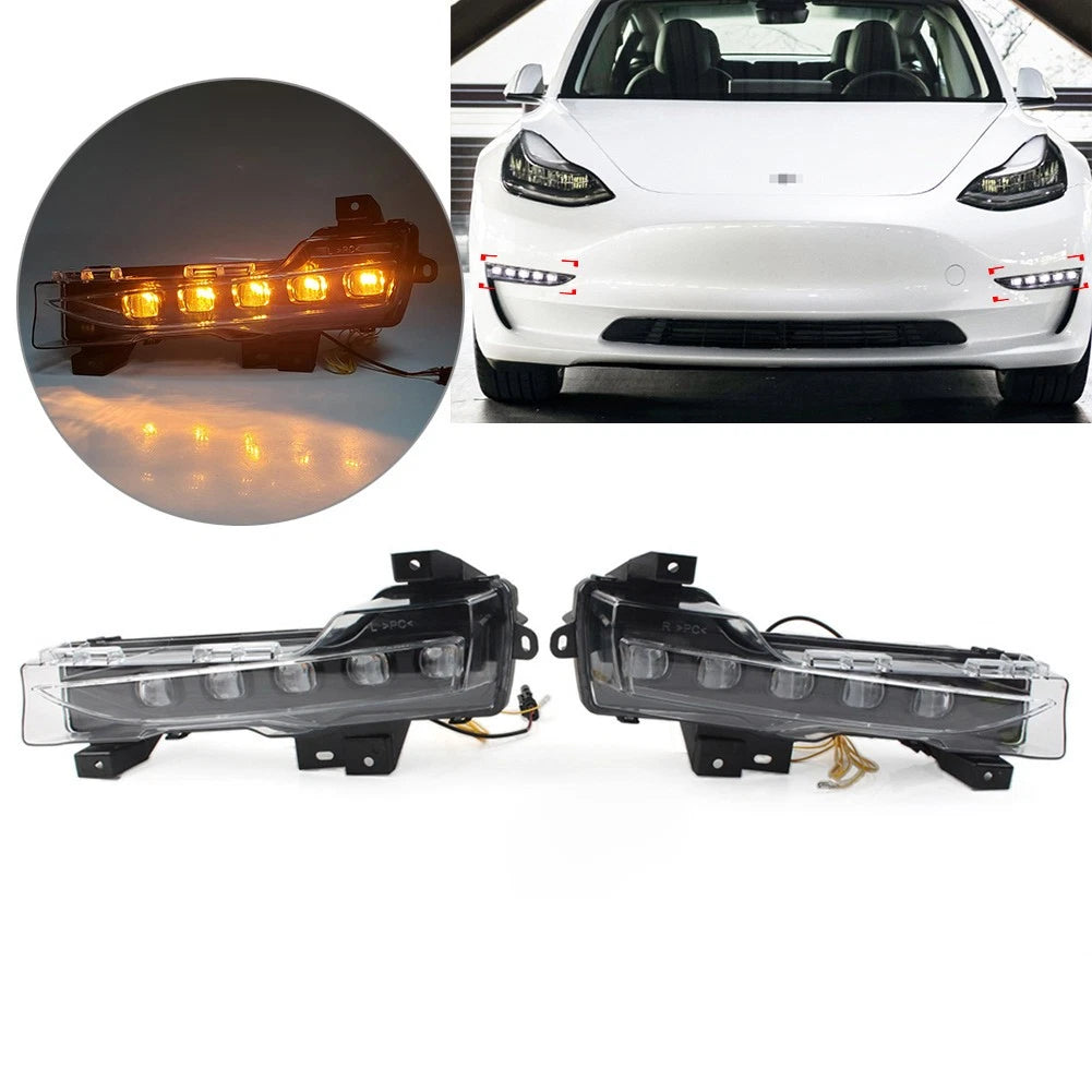 Set of 2 Fog Daytime Running Lights for Tesla Model 3 (2017–2023) Model Y (2019–2024)