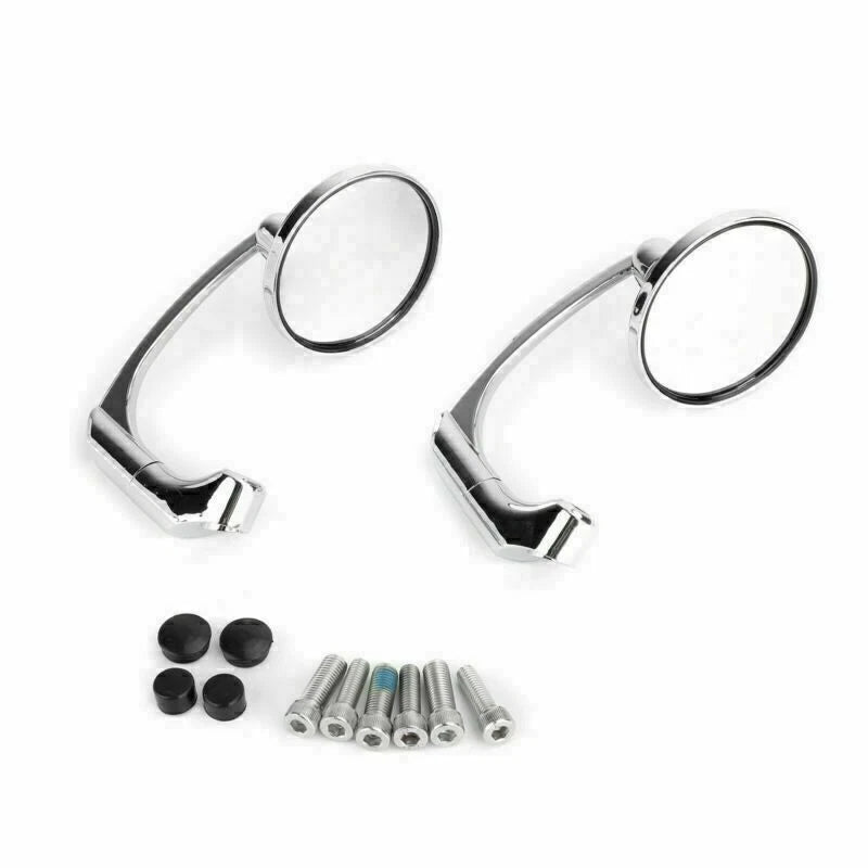 Pair of Moto L-Bar Round Rear View Mirrors for Universal (8mm 10mm)