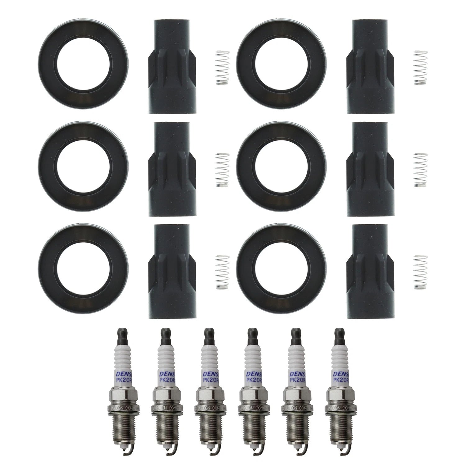 Set of 6 Denso Double Platinum Spark Plugs & Coil Boots for Camry ES330 Sienna V6 (2002–2006)