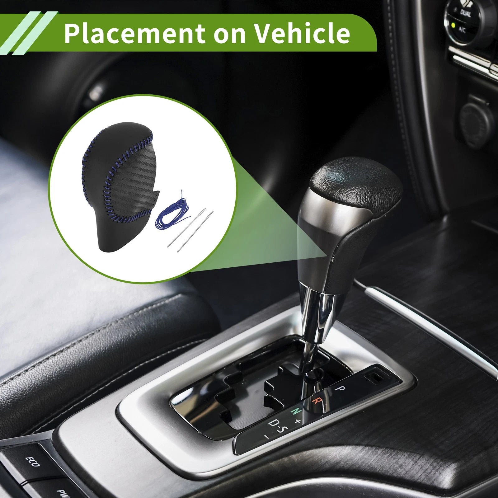 Gear Shift Knob Cover for Honda Civic (2022–2024) Black Carbon Fiber Blue