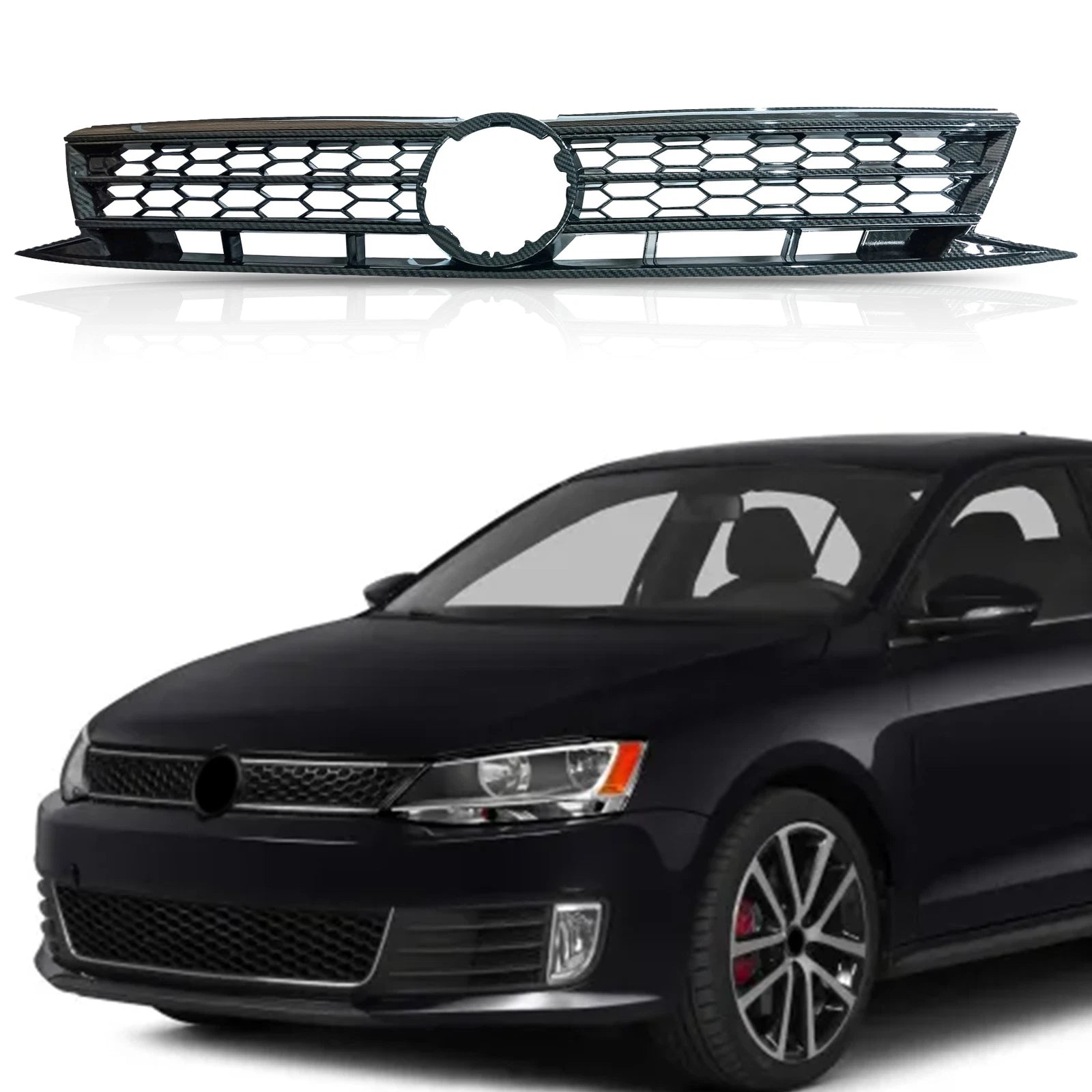 Front Carbon Fiber Print Grille for VW Jetta GLI (2015–2017)