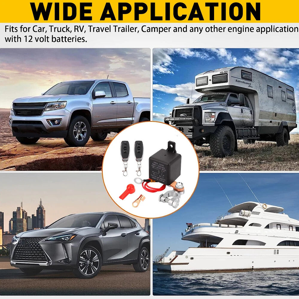Car Battery Disconnect Switch for Universal Vehicles (Wireless Remote Control)