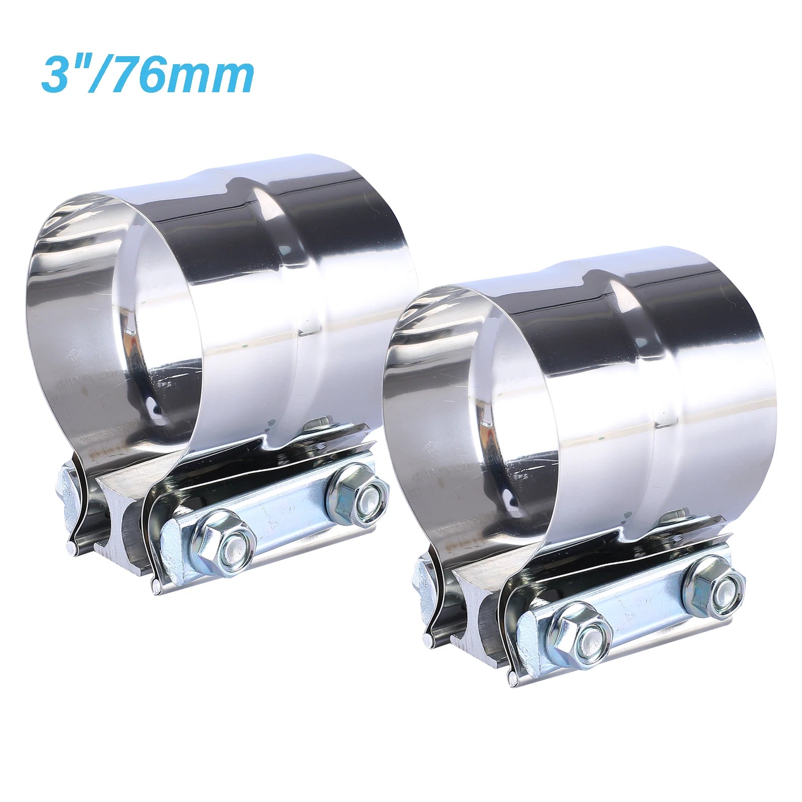 2Pcs 3" Stainless Exhaust Band Clamp for Catback Muffler Pipe