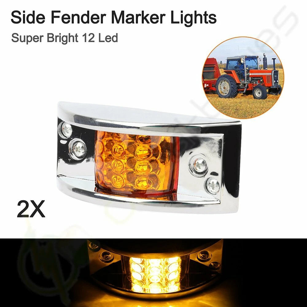 2X LED Yellow Side Signal Turn Lights for Peterbilt Truck