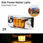 2X LED Yellow Side Signal Turn Lights for Peterbilt Truck