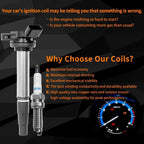 Set of 4 UF596 Ignition Coils & Spark Plugs for Toyota Corolla Prius Lexus (1.8L)