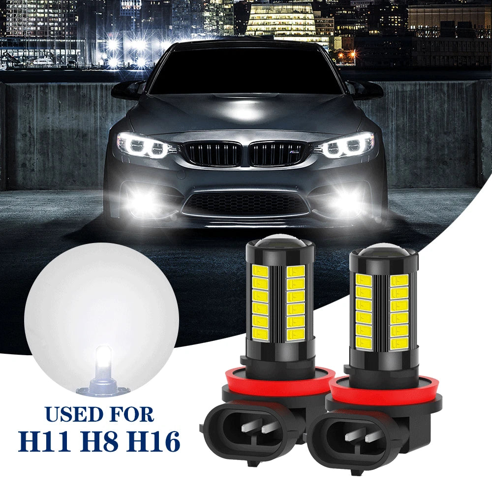 2X H11 H8 H16 LED Fog Light Bulbs 2000LM 6000K Driving Lamp DRL