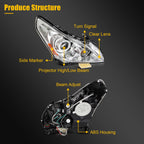 2X Halogen Projector Headlights for Infiniti Q40 (2015)