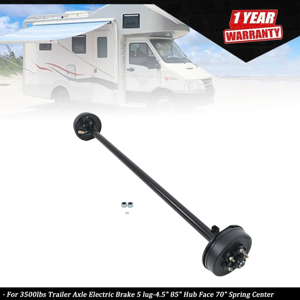 3500lbs Electric Brake Trailer Axle for 5 Lug (85" Hub Face, 70" Spring Center)