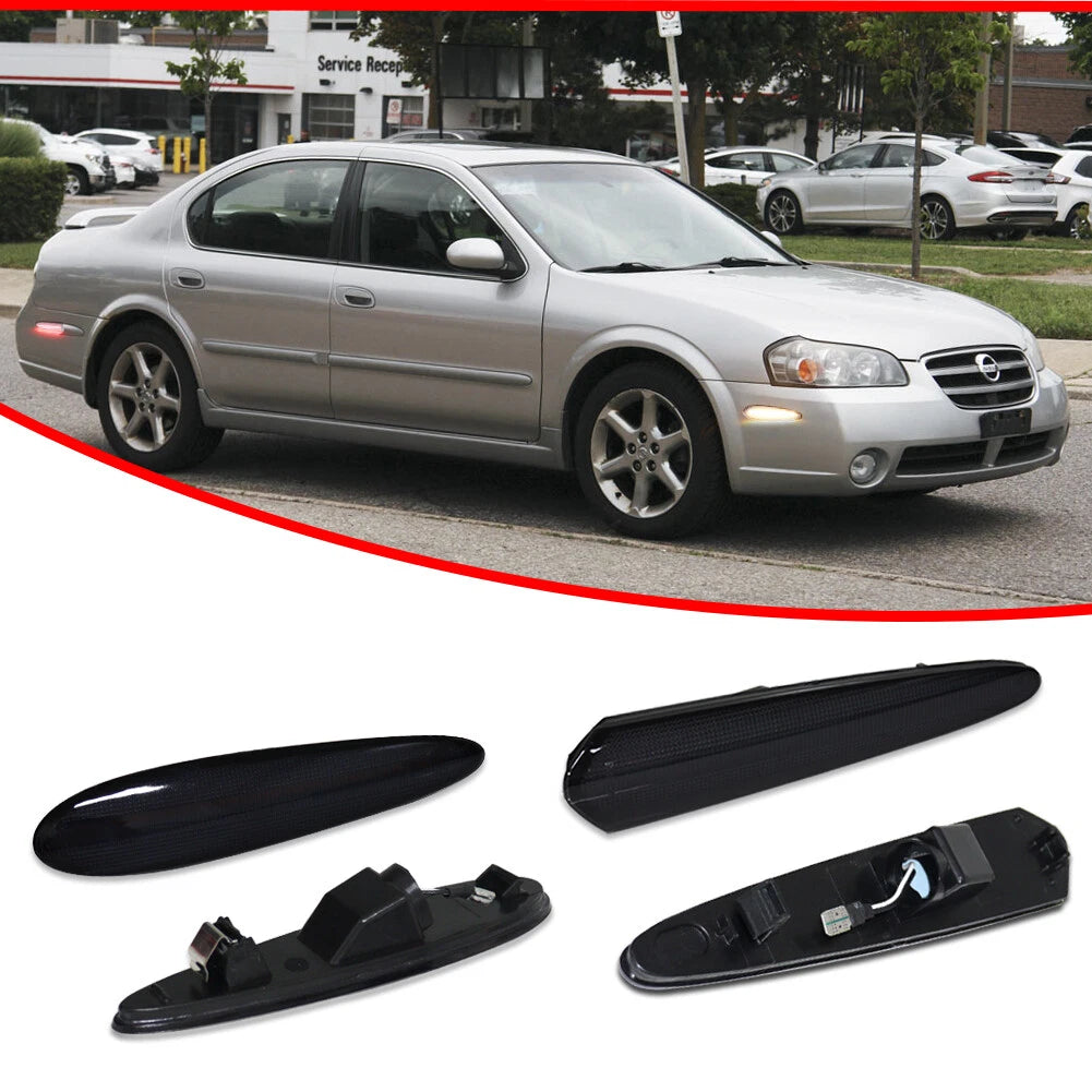 Set of 4 Smoke Amber Red LED Side Marker Lamps for Nissan Maxima (2000–2003)