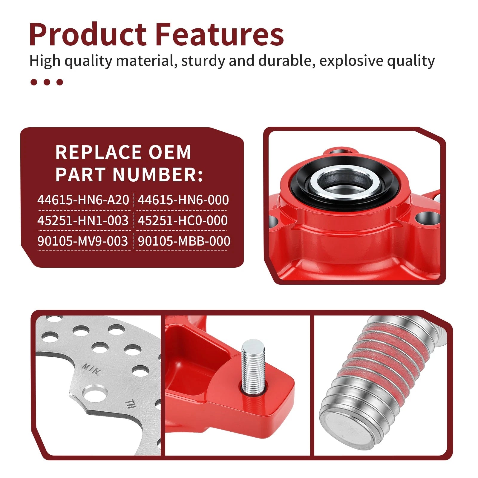 Set of 2 Red Wheel Hubs & Brake Discs for Honda Sportrax 250 (2001–2008)