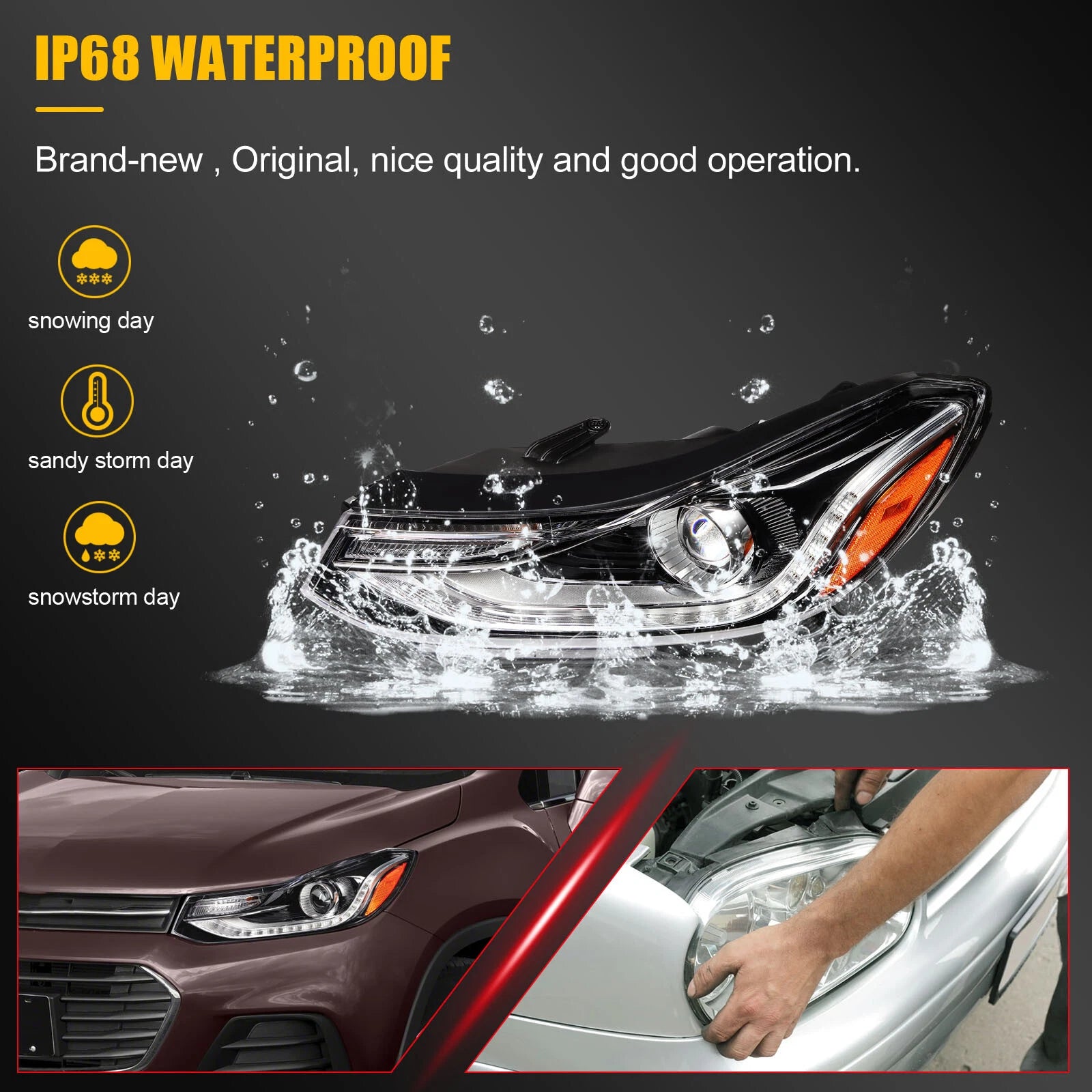 Left Driver Side Headlight for Chevy Trax (2017–2022) with LED DRL