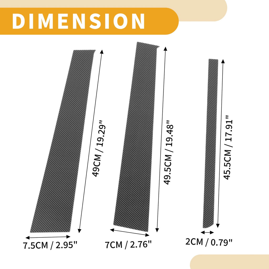 6X Car Pillar Window Trim Cover for Honda CRV (2002–2006) Black Carbon Fiber