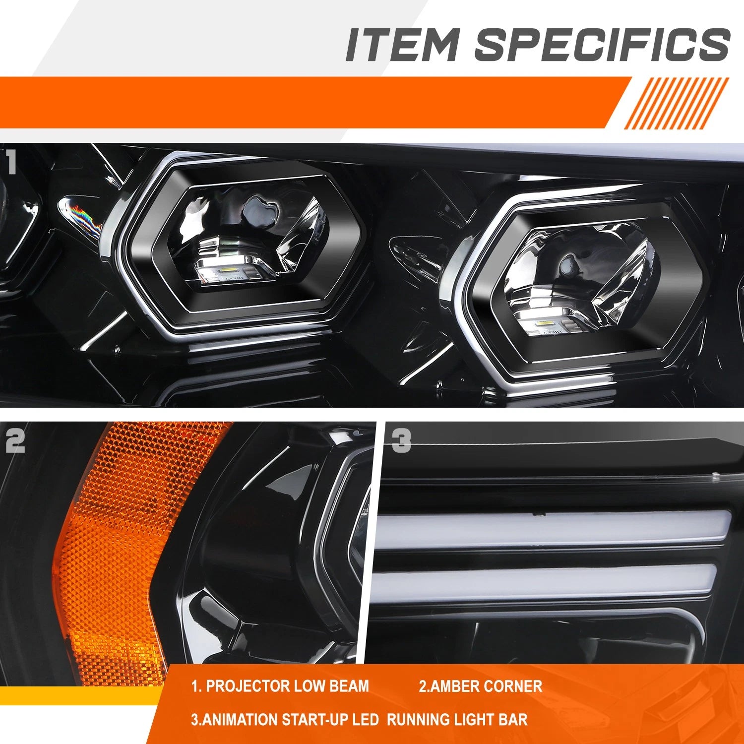 LED DRL Sequential Chasing Signal Projector Headlights for Ram 2500-5500 (2019–2024)