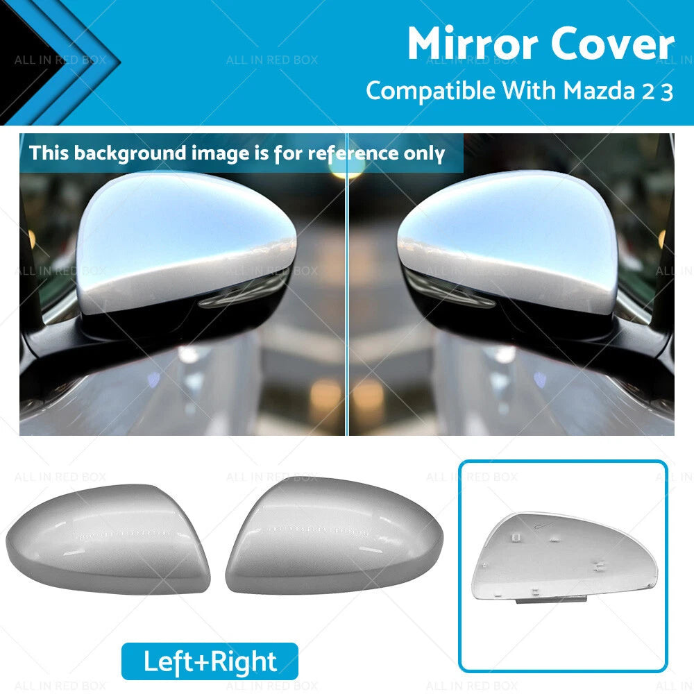 Set of 2 Side Mirror Cover Caps for Mazda 2 3 BL (2009–2013) Silver