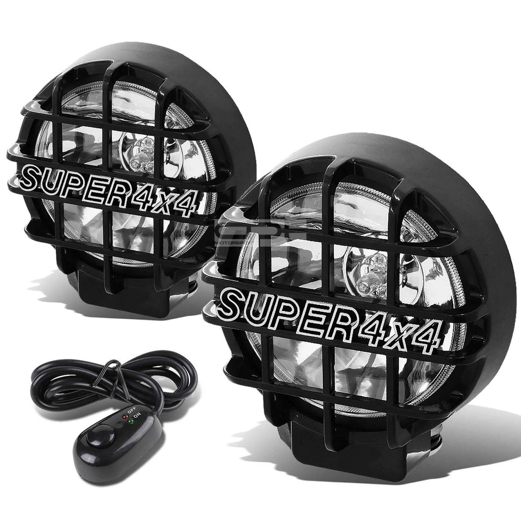 6" Round Bull Bar Fog Light Lamps for - Chrome, Clear Lens, Switch Kit