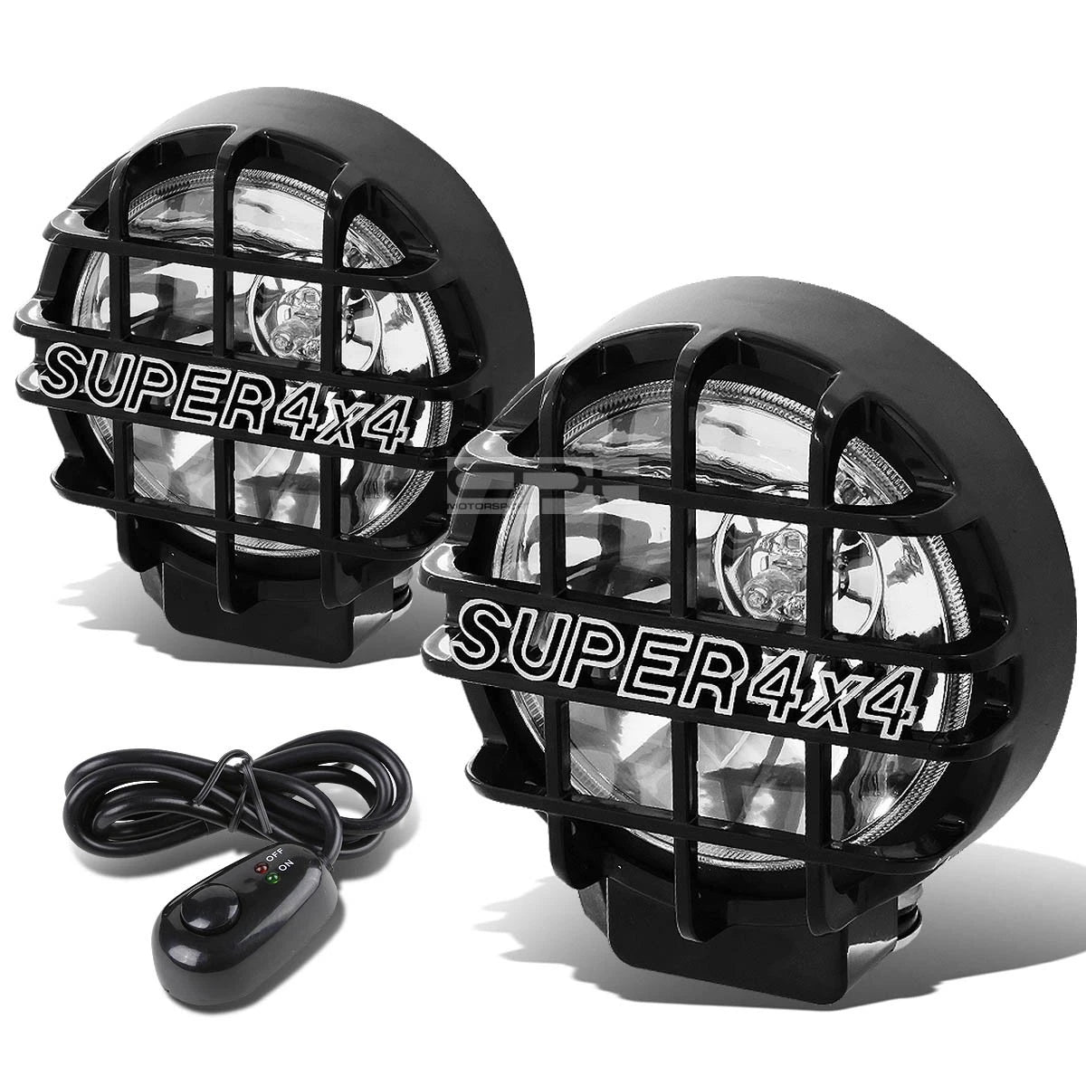 6" Round Bull Bar Fog Light Lamps for - Chrome, Clear Lens, Switch Kit